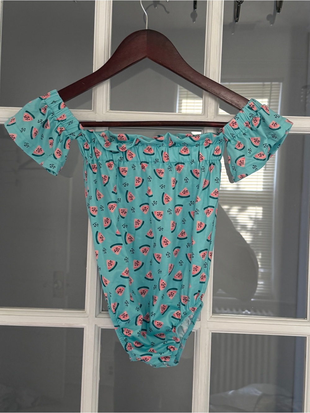 BAILEY'S BLOSSOMS Toddler Girl's Watermelon Print Off Shoulder Bodysuit Size 3T